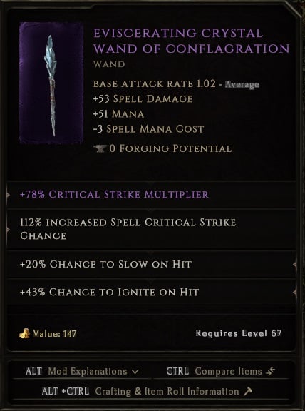 Last Epoch Runemaster Build Guide - Fire Claw - Weapon - Eviscerating Crystal Wand of Conflagration
